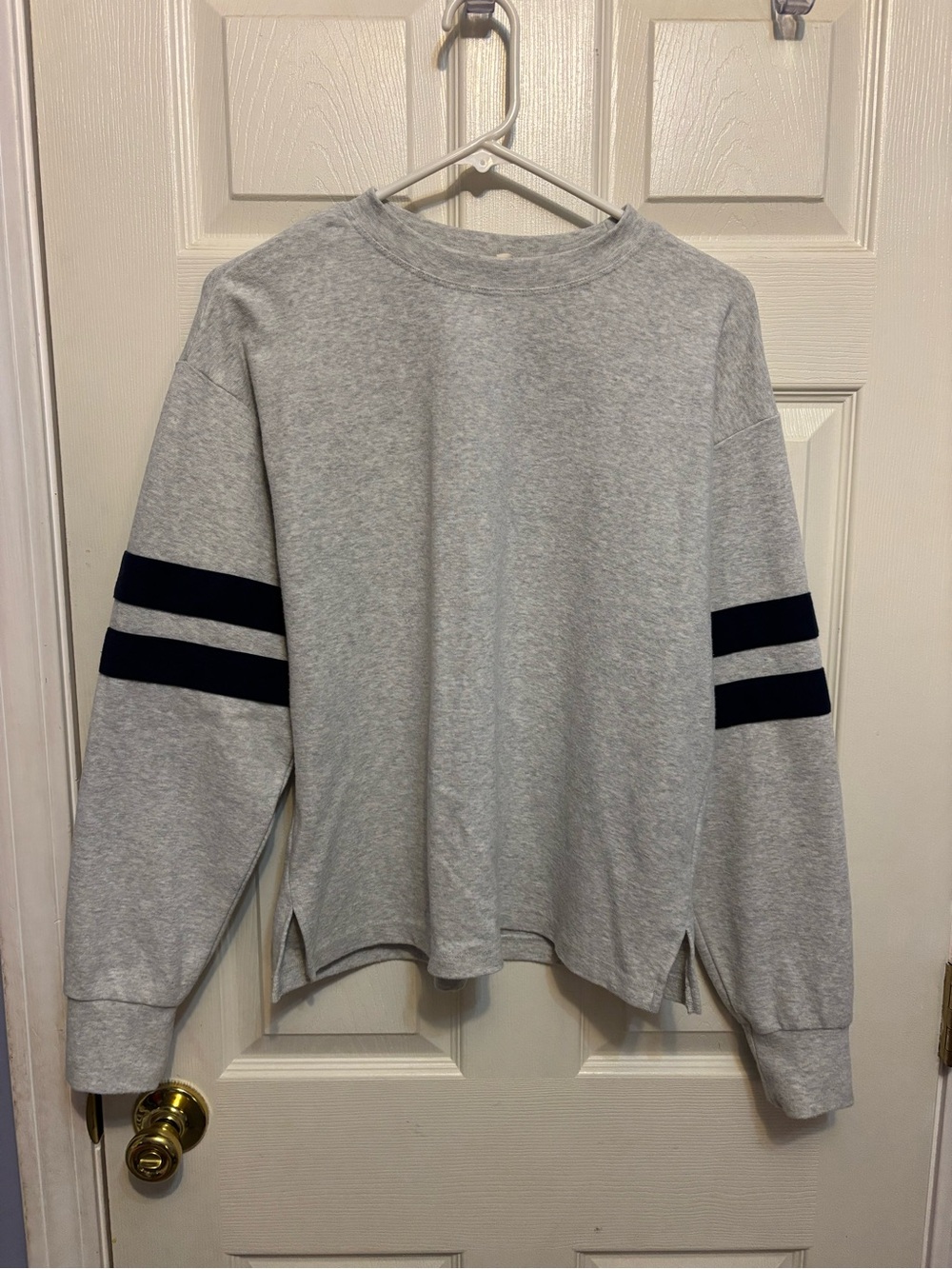 Women’s C&C California Heather Gray Varsity Stripe Crewneck Sweatshirt - Medium